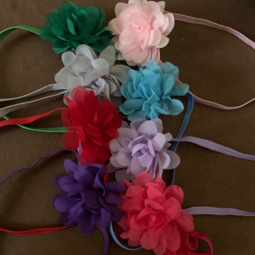 8-Piece Elastic Flower Headbands